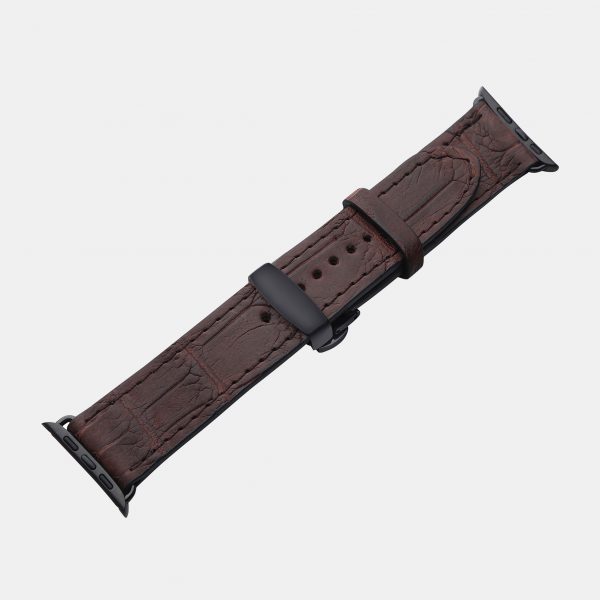 ціна на Ремінець для Apple Watch зі шкіри крокодила у коричневому кольорі