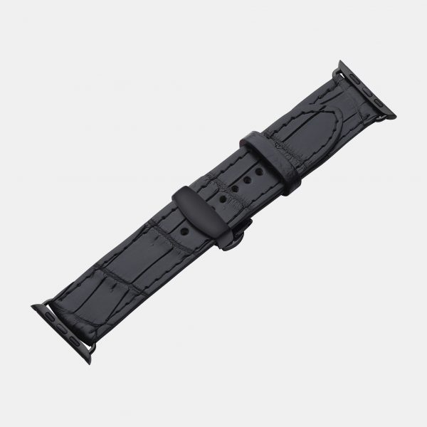 ціна на Ремінець для Apple Watch зі шкіри крокодила у чорному кольорі