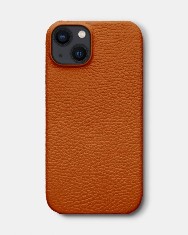 Оранжевый кожаный чехол для iPhone 13
