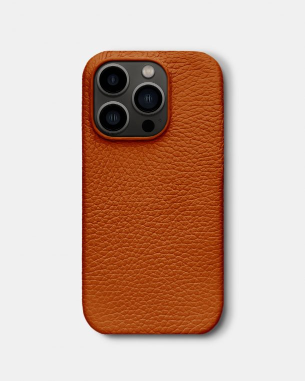 Оранжевый кожаный чехол для iPhone 13 Pro