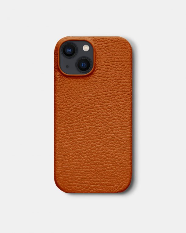 Оранжевый кожаный чехол для iPhone 13 Mini