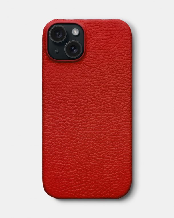 Червоний шкіряний чохол для iPhone 15 Plus