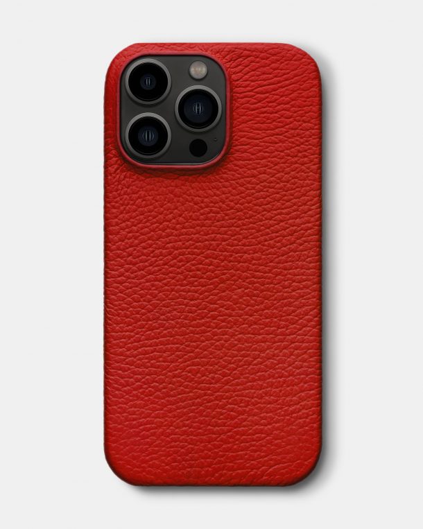 Красный кожаный чехол для iPhone 13 Pro Max