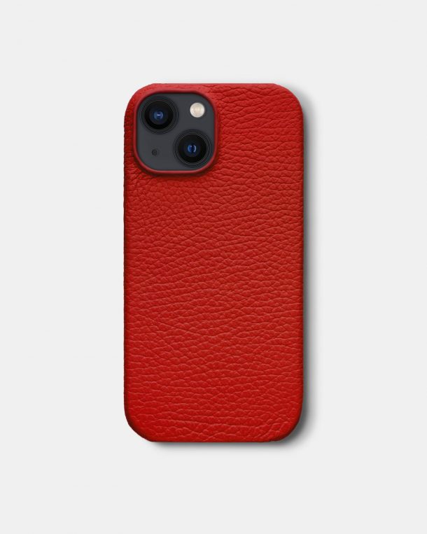 Красный кожаный чехол для iPhone 13 Mini
