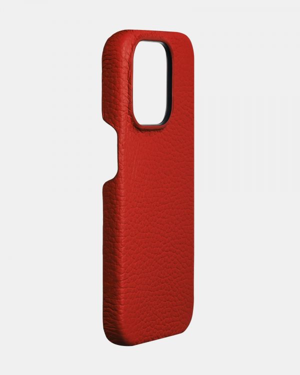 Красный кожаный чехол для iPhone 14 Pro