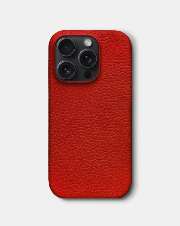 Червоний шкіряний чохол для iPhone 15 Pro
