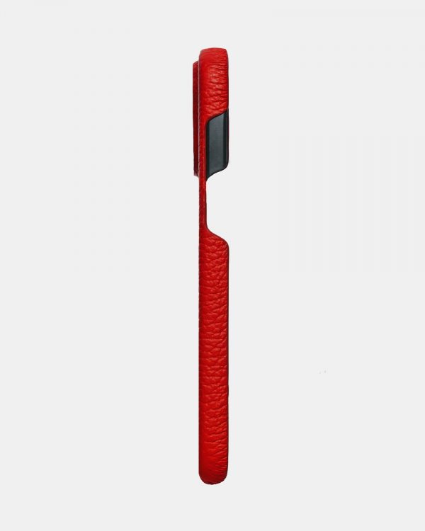 Красный кожаный чехол для iPhone 14 Pro