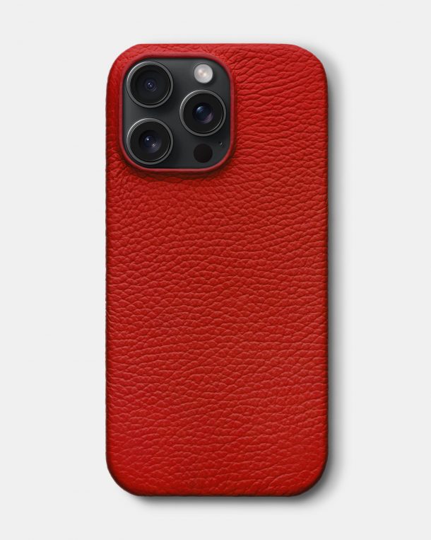 Червоний шкіряний чохол для iPhone 15 Pro Max