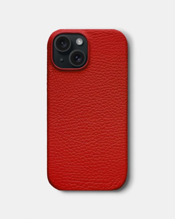 Червоний шкіряний чохол для iPhone 15
