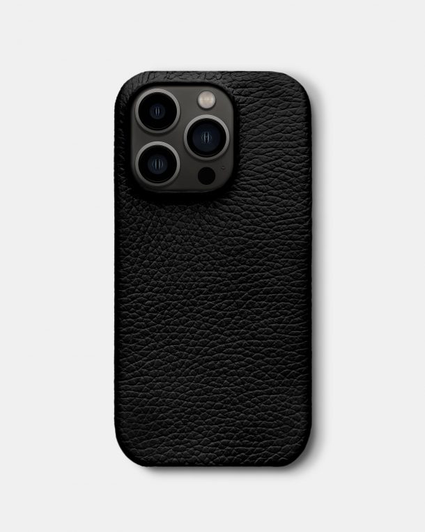 Черный кожаный чехол для iPhone 13 Pro