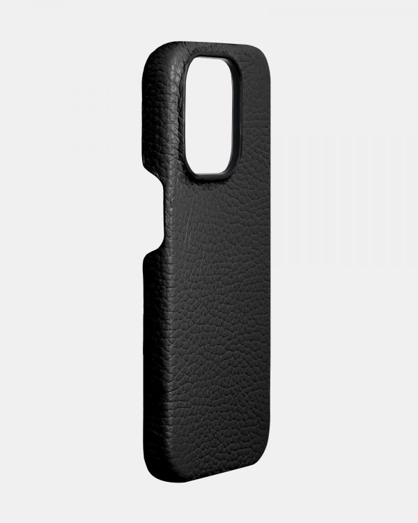 Black leather case for iPhone 15 Pro