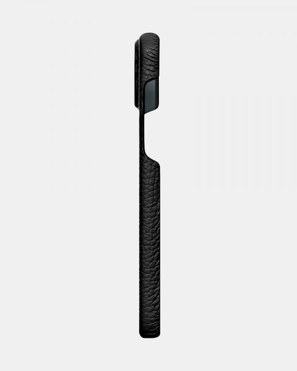 Черный кожаный чехол для iPhone 15