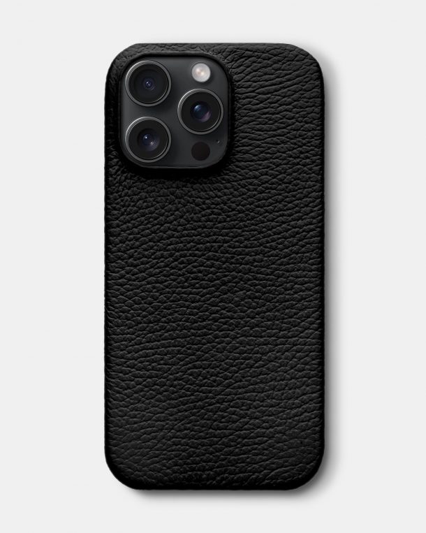 Черный кожаный чехол для iPhone 15 Pro Max