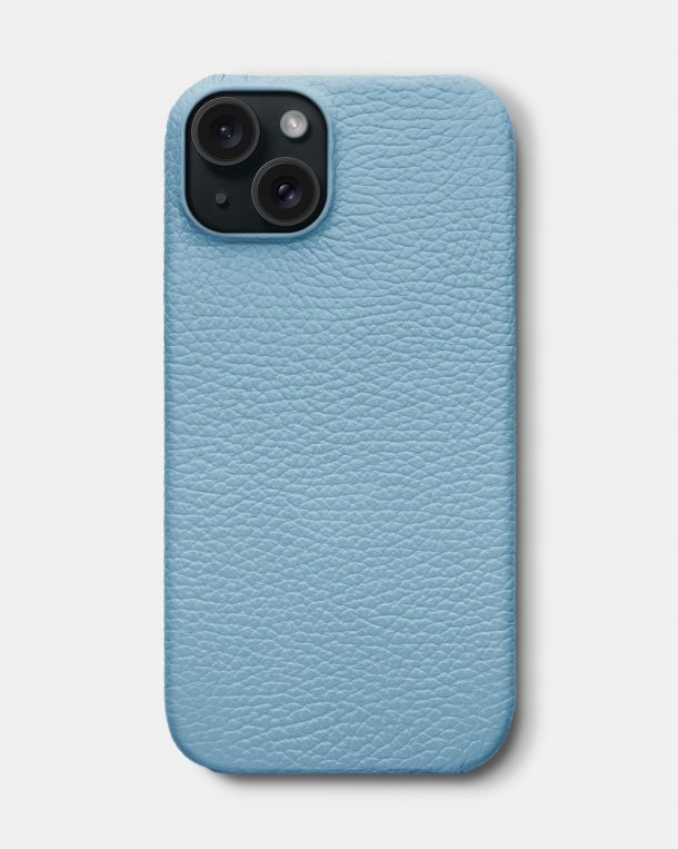 Блакитний шкіряний чохол для iPhone 15 Plus