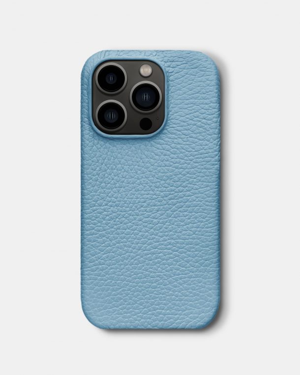 Голубой кожаный чехол для iPhone 13 Pro