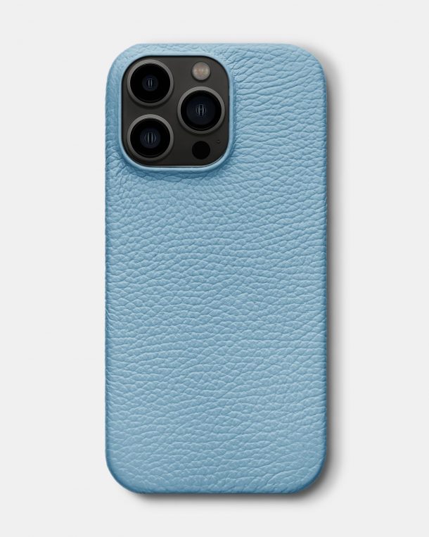 Голубой кожаный чехол для iPhone 13 Pro Max