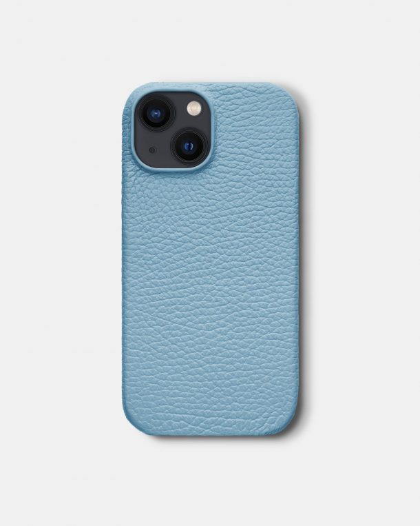 Голубой кожаный чехол для iPhone 13 Mini