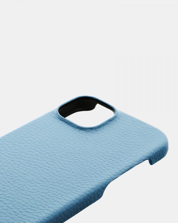 цена на Голубой кожаный чехол для iPhone 13