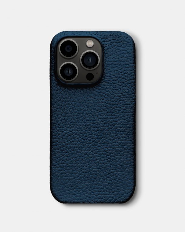Темно-синій шкіряний чохол для iPhone 13 Pro