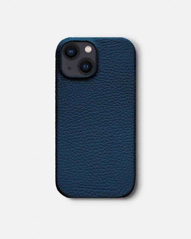 Темно-синий кожаный чехол для iPhone 13 Mini