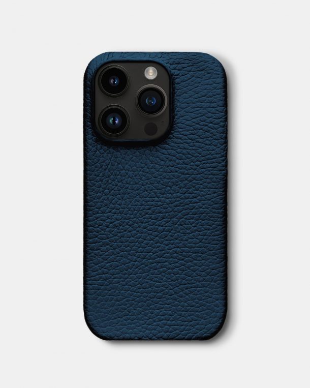 Темно-синий кожаный чехол для iPhone 14 Pro