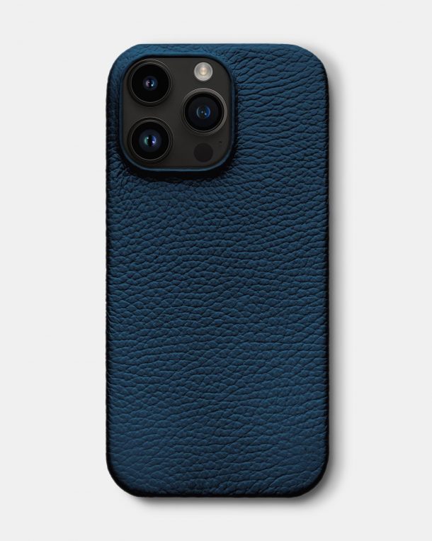 Темно-синий кожаный чехол для iPhone 14 Pro Max