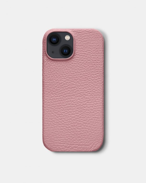 Розовый кожаный чехол для iPhone 13 Mini