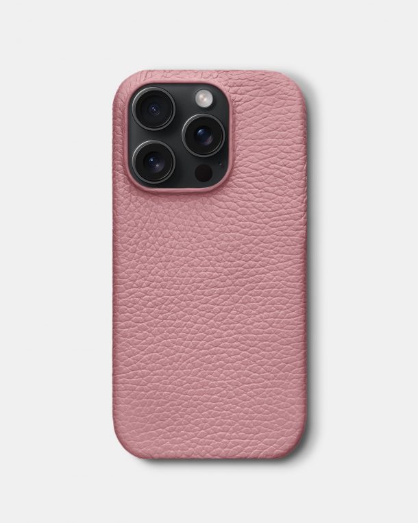 Рожевий шкіряний чохол для iPhone 15 Pro