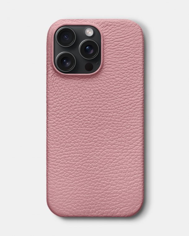 Рожевий шкіряний чохол для iPhone 15 Pro Max