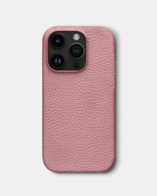 Рожевий шкіряний чохол для iPhone 14 Pro