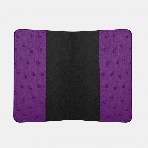 price for Passport cover of purple ostrich skin with follicles