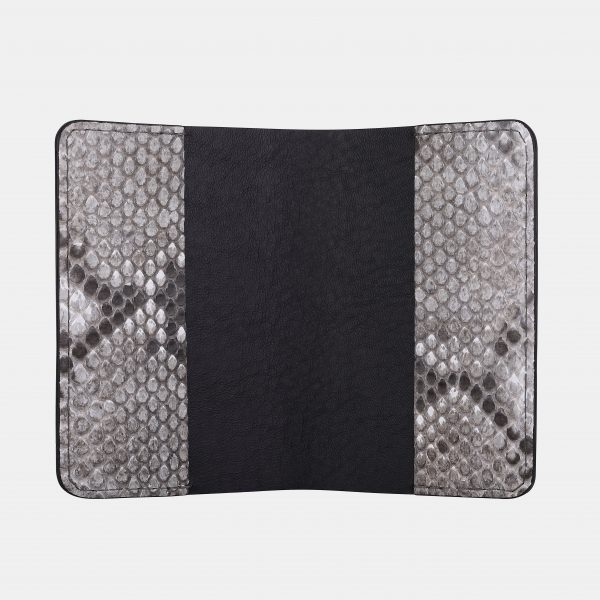 price for Passport cover made of gray-yellow python skin with small scales