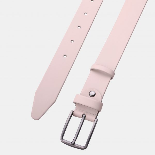 price for Beige leather belt with a gray buckle