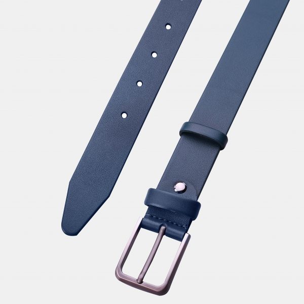 price for Blue leather belt with a gray buckle