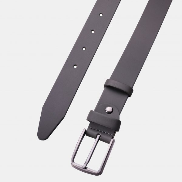 price for Gray leather belt with a gray buckle