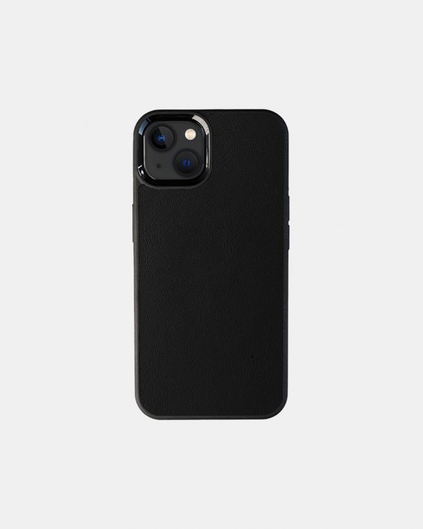 Black calf leather case for iPhone 13