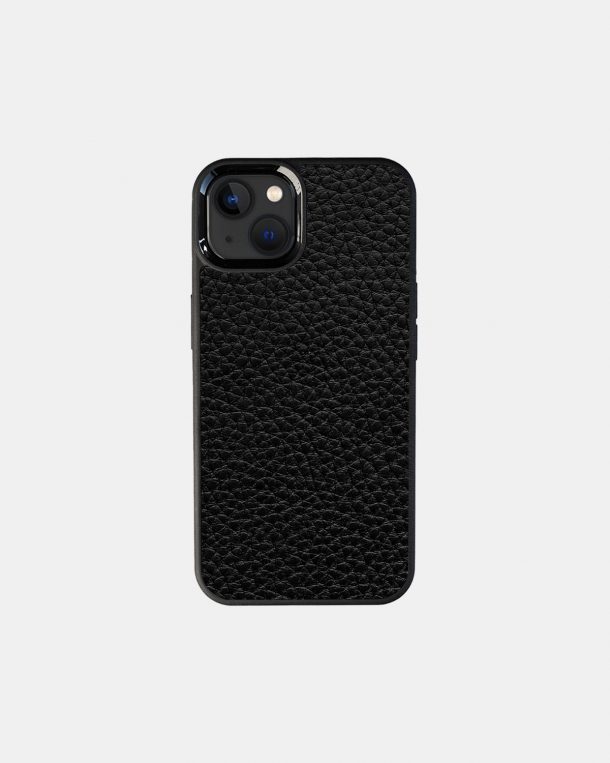 iPhone 13 case made of black calf leather floater