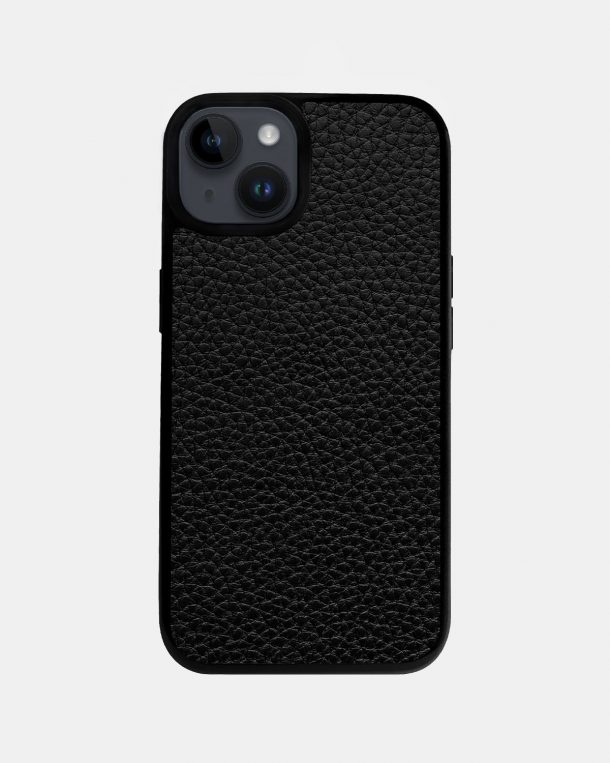 Cover made of black calf leather floater for iPhone 14 Plus