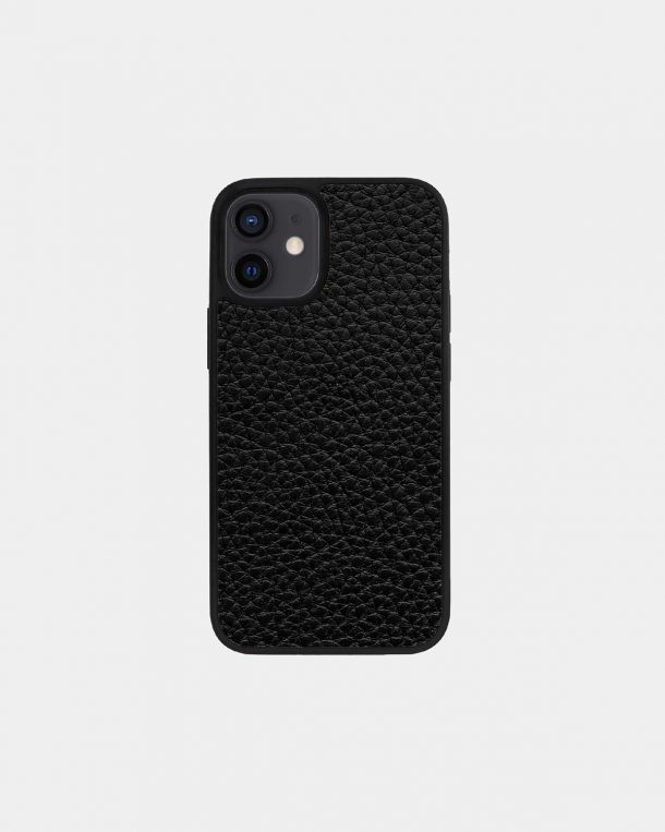 Cover made of black calf leather floater for iPhone 12 Mini