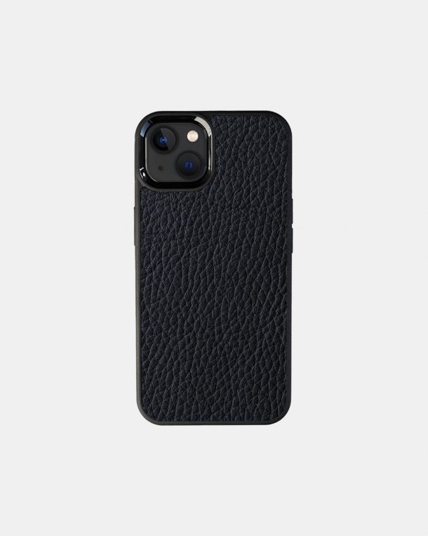 iPhone 13 case made of navy blue calf leather floater