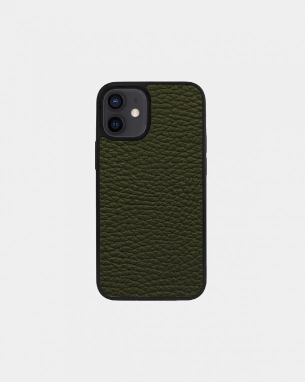 Cover made of green calf leather floater for iPhone 12 Mini