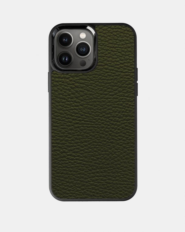 Cover made of green calf leather floater for iPhone 13 Pro Max
