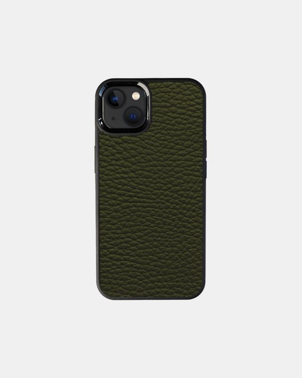 iPhone 13 green calf leather case