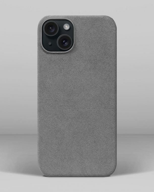 Світло-сірий чохол з алькантари для iPhone 15 Plus