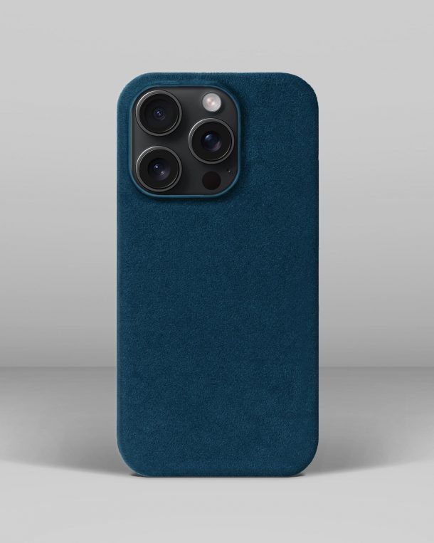Синій чохол з алькантари для iPhone 15 Pro