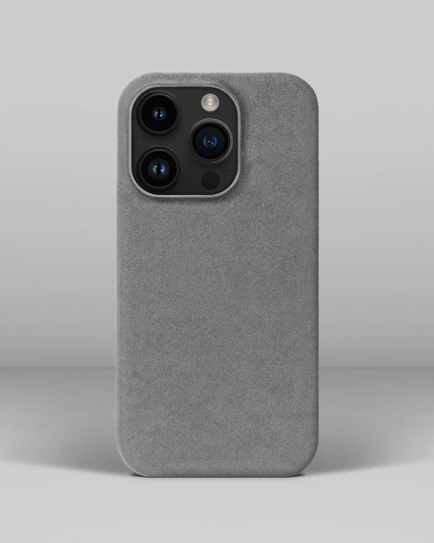 Світло-сірий чохол з алькантари для iPhone 14 Pro