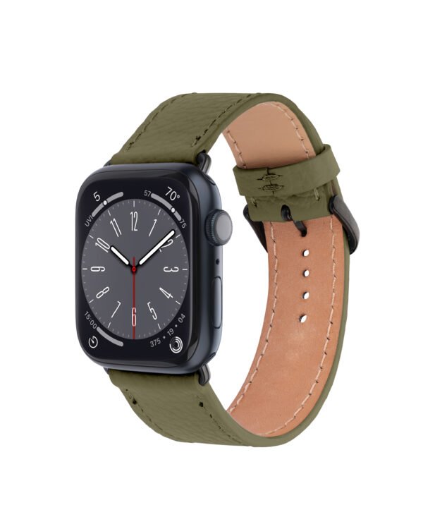 Ремінець для Apple Watch зі шкіри флотар у оливковому кольорі