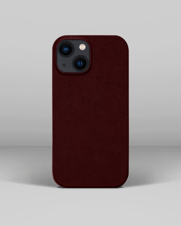 Бордовий обтягнутий чохол з алькантари для iPhone 13 Mini
